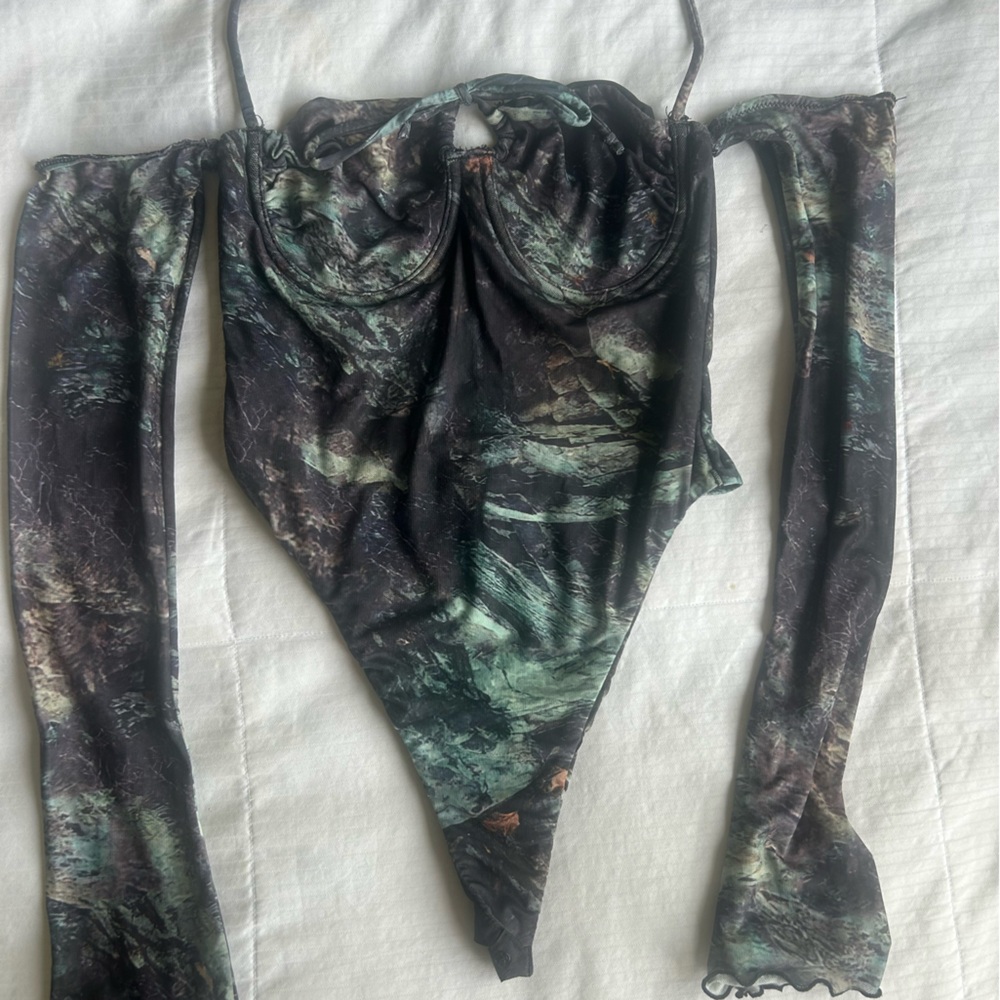 Camo style green body suit